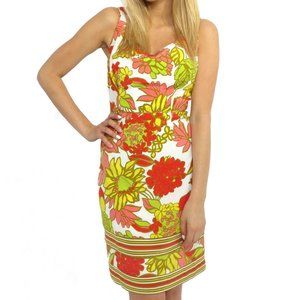 Trina Turk Mid Mod Multicolor Floral Silk Dress Est. Sz. 4